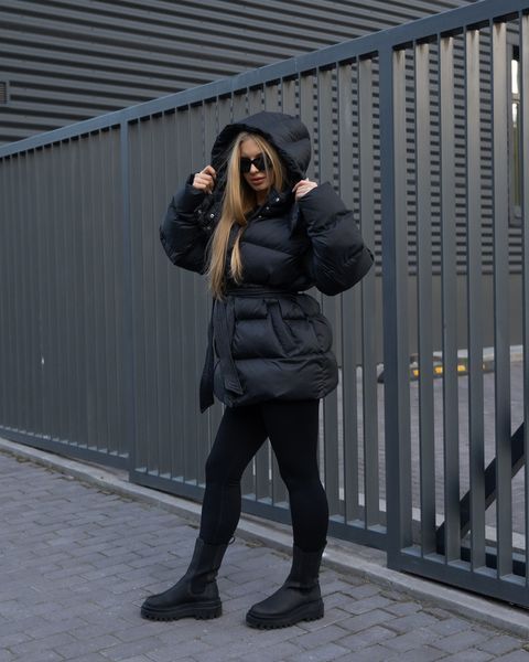 Fashionable Women's Winter Puffer Jacket, One size(S,M,L), Black