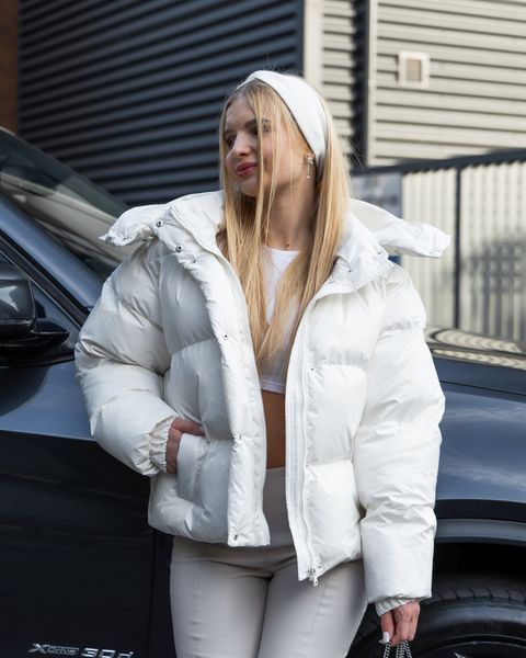 Пуховик жіночий зимовий молодіжний XS-S молочний Stacy - T фото