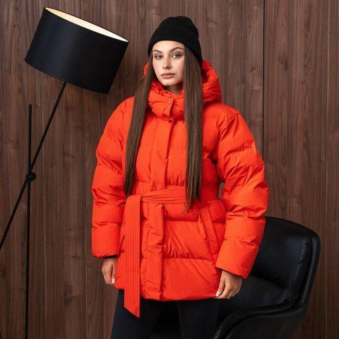 Пуховик жіночий зимовий молодіжний One size(S,M,L) червоний Samanta - T фото