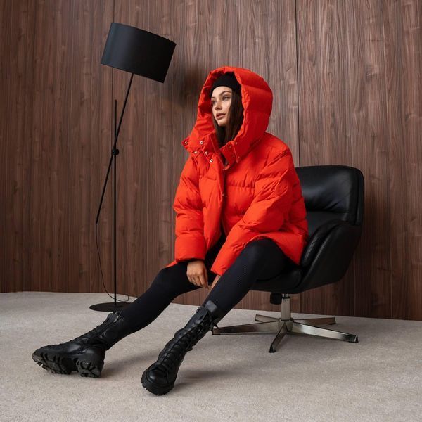 Fashionable Women's Winter Puffer Jacket, One size(S,M,L), Red