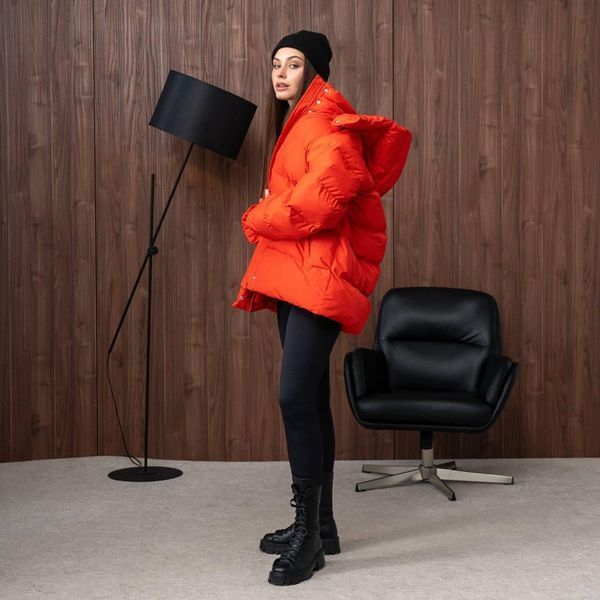 Fashionable Women's Winter Puffer Jacket, One size(S,M,L), Red