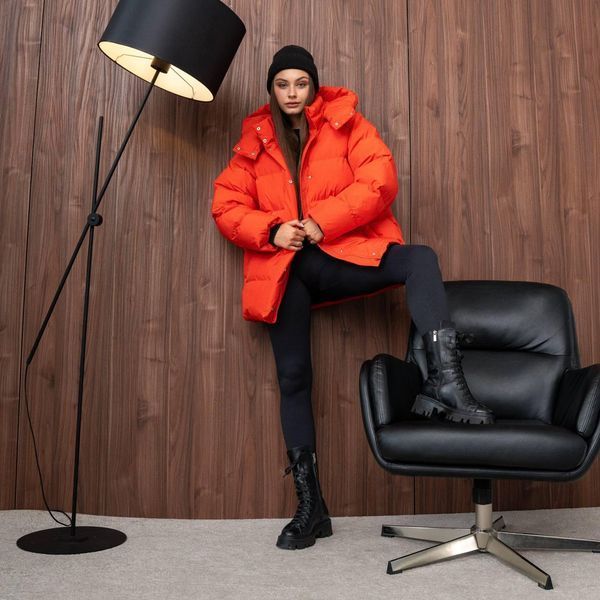 Fashionable Women's Winter Puffer Jacket, One size(S,M,L), Red