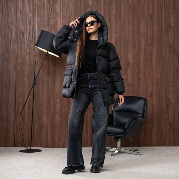 Пуховик жіночий зимовий молодіжний One size(S,M,L) чорний Melissa - T фото