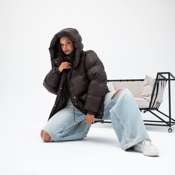 Fashionable Women's Winter Puffer Jacket, One size(S,M,L), Matte Chocolate