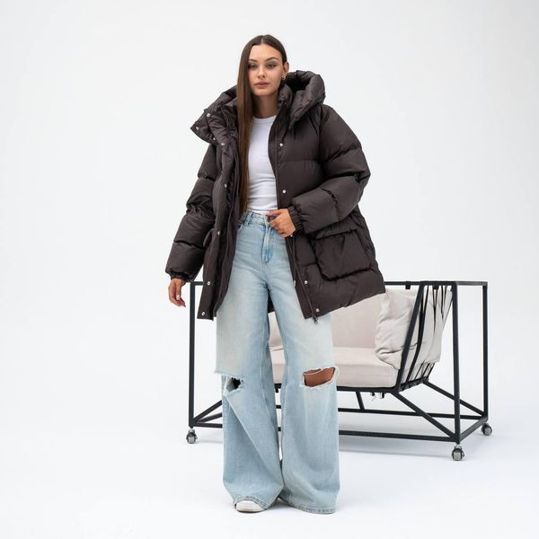 Fashionable Women's Winter Puffer Jacket, One size(S,M,L), Matte Chocolate