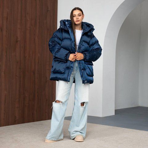 Пуховик жіночий зимовий молодіжний One size(S,M,L) синій Melissa - T фото