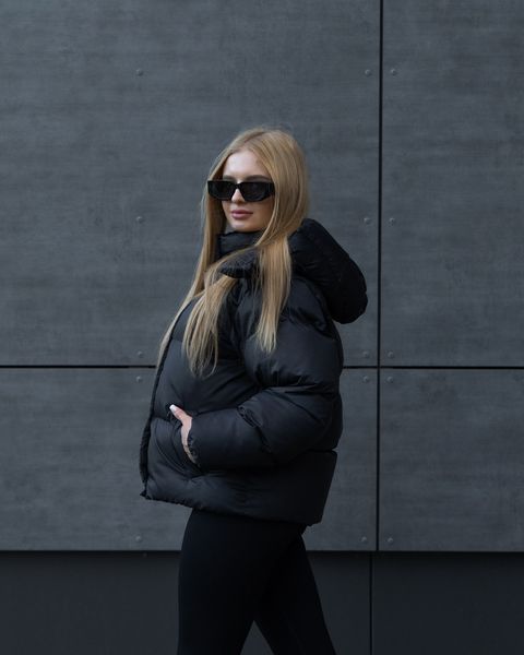 Fashionable Women's Youth Puffer Jacket, M-L, Black