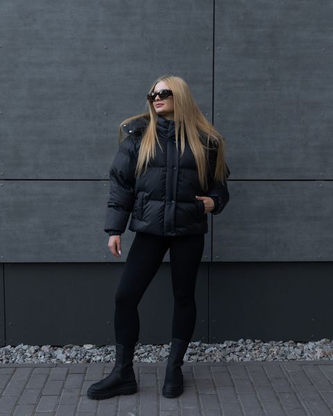 Fashionable Women's Youth Puffer Jacket, M-L, Black