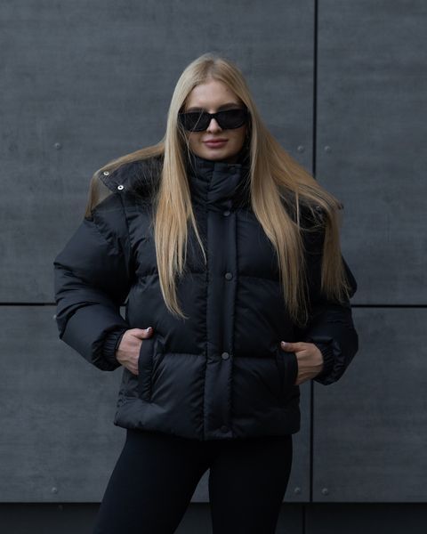 Fashionable Women's Youth Puffer Jacket, M-L, Black